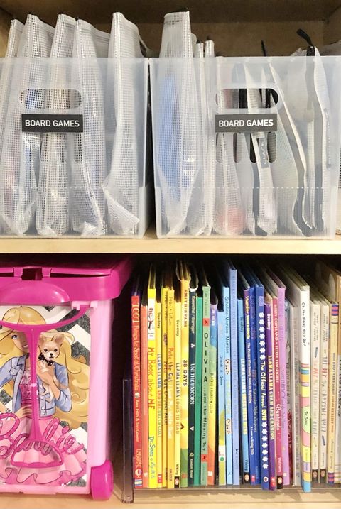 toy organization tips  storage pouches for board game pieces organized in clear open containers