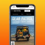 gear patrol issue 18 magazine on phone