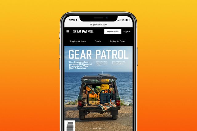 gear patrol issue 18 magazine on phone