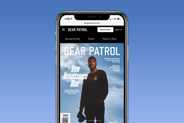 gear patrol issue 19 magazine on phone