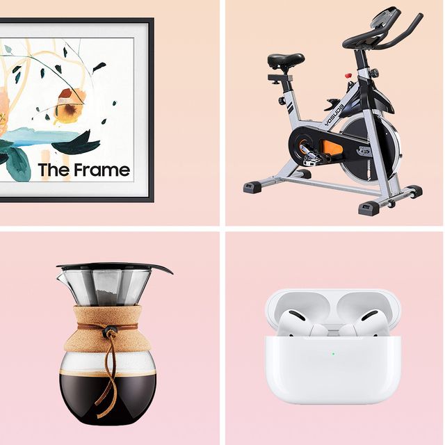 frame tv, workout bike, blender, our place pan, airpods, bodum coffee maker, flannel sheets