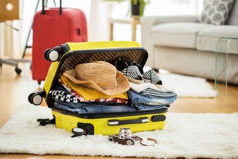 Preparation travel suitcase at home