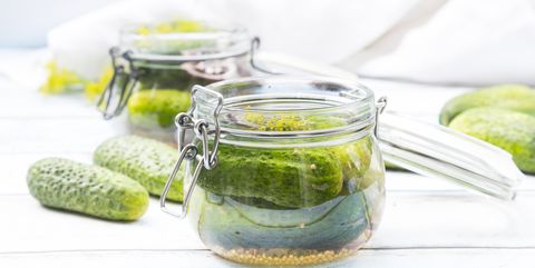 preserving jar of gherkins and cucumbers