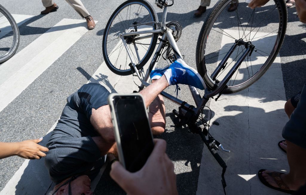 Joe Biden Falls While Dismounting Bike in Delaware