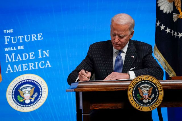 president biden signs executive order after delivering remarks on american manufacturing