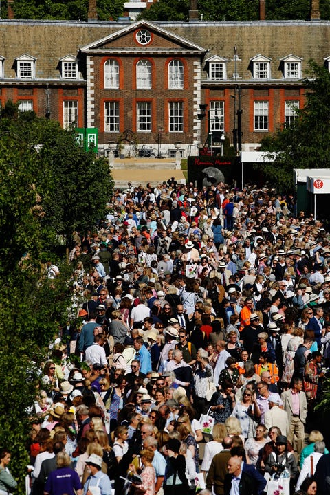 crowds attend the rhs chelsea flower show in london, tuesday may 21, 2019