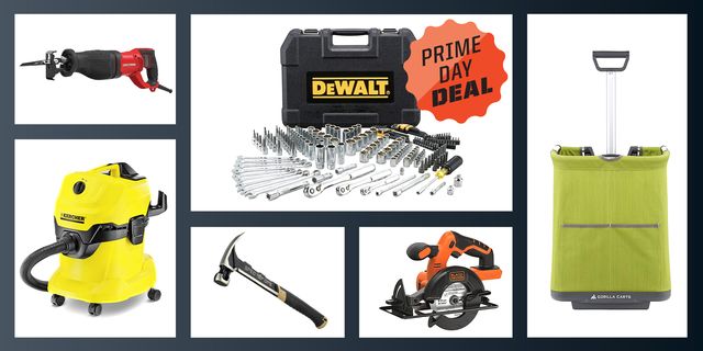 prime day deal, reciprocating saw, dewalt drive socket set, gorilla carts, circular saw, hammer, karcher vacuum