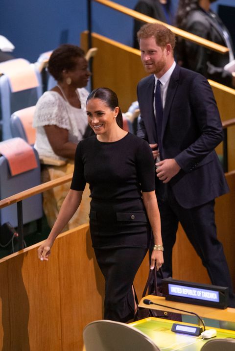 meghan markle in her all black ensemble at the un
