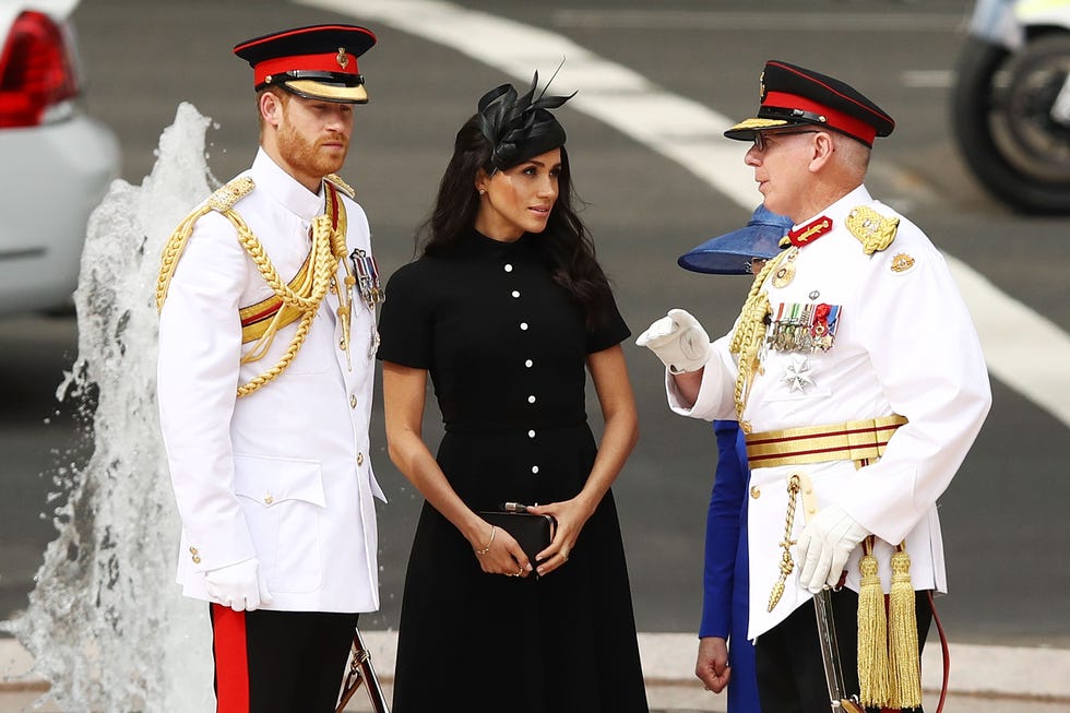 Meghan Markle Wears Black Emilia Wickstead Dress With Prince Harry for the Anzac Memorial Opening on Day 5 of Tour