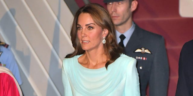 Kate Middleton Wears a Blue Ombre Dress as She Arrives in Pakistan for Royal Tour