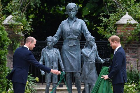 diana princess of wales statue unveiling at kensington palace with william and harry
