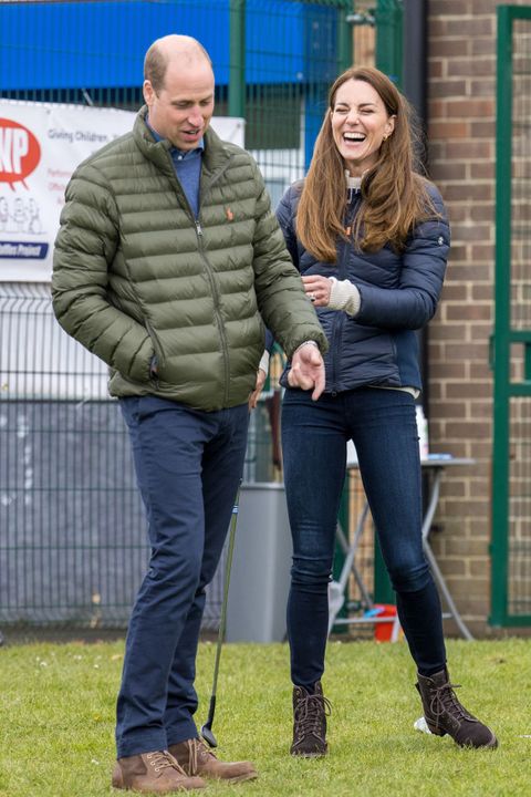durham, england   april 27  catherine, duchess of cambridge and prince william, duke of cambridge meet young people supported by the cheesy waffles project, a charity for children, young people and adults with additional needs across county durham, at the belmont community centre on april 27, 2021 in durham, united kingdom the duke and duchess heard about the support given to the cwp by the key, which was one of the charities chosen by their royal highnesses in 2011 to benefit from donations made to their royal wedding charitable gift fund photo by andy commins   wpa poolgetty images