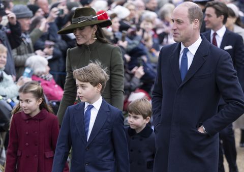 ﻿William and Kate with their children at the 2022 Christmas Mass at Sandringham