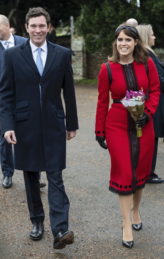 king's lynn, england   december 25 princess eugenie and jack brooksbank attend christmas day church service at church of st mary magdalene on the sandringham estate on december 25, 2018 in king's lynn, england photo by uk press pooluk press via getty images