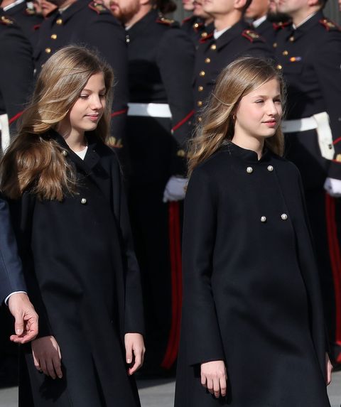 La infanta Sofia y la princesa Leonor con abrigos iguales en la apertura de la 14ª legislatura en el Congreso de los Diputados