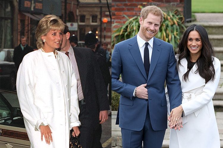 Princess Diana Meghan Markle White Coats princess diana meghan markle white coats