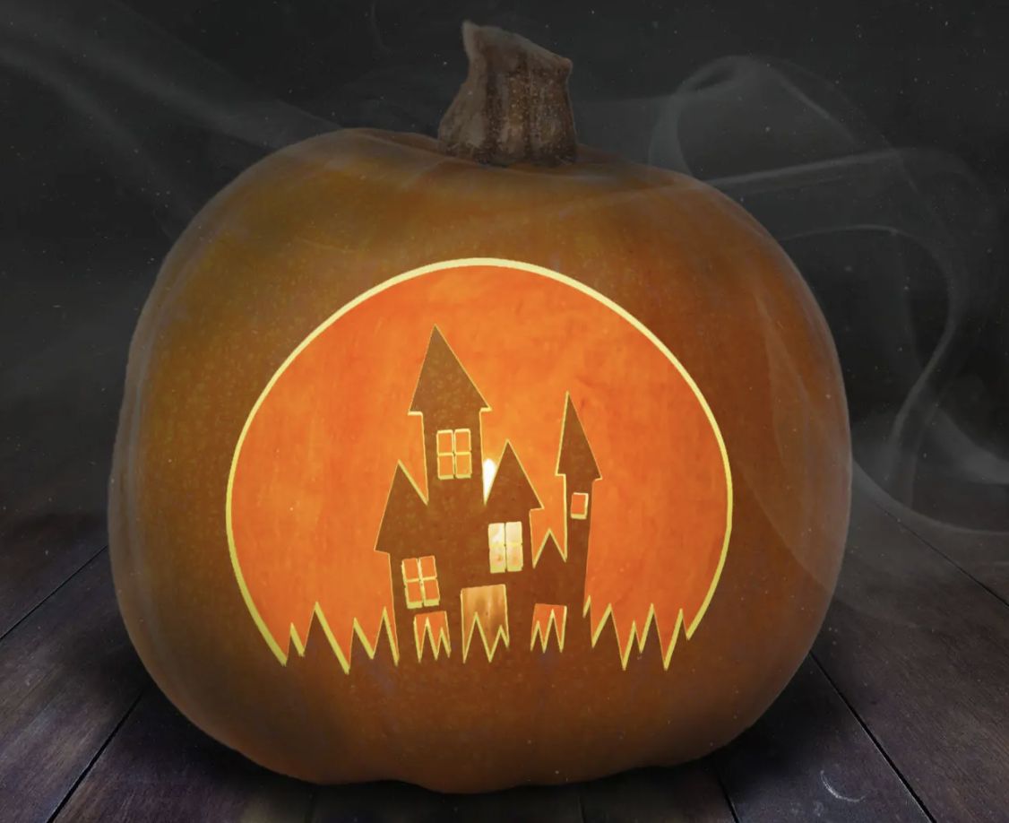 haunted house template for pumpkin carving