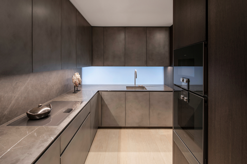 dark brown minimalistic kitchen