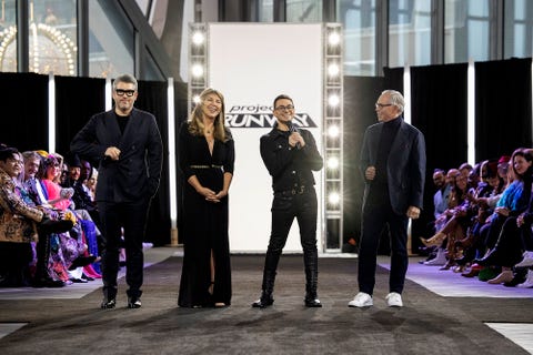 project runway finale episode 1914 pictured l r brandon maxwell, nina garcia, christian siriano, tommy hilfiger photo by greg endriesbravo