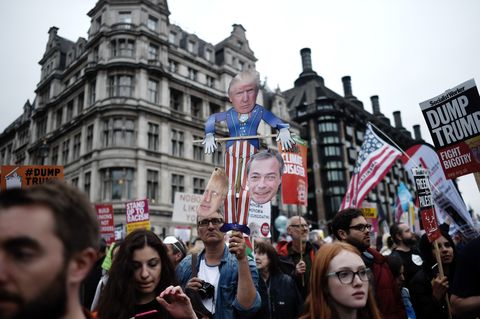 protest donald trump nigel farage boris johnson U.S. President Trump's State Visit To UK - Day Two