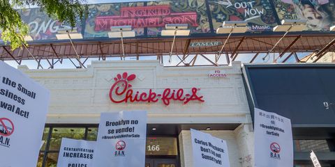 Protesters targeted Chick-Fil-A for their alleged homophobe...