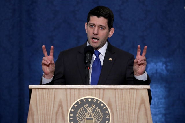 Outgoing House Speaker Paul Ryan Delivers Farewell Address At Library Of Congress washington, dc december 19 speaker of the house paul ryan r wi delivers a farewell address in the great hall of the library of congress jefferson building on capitol hill december 19, 2018 in washington, dc while steering the house of representatives through a major gop tax cut and negotiating major increases in military spending, ryan was unable to tackle the solvency of social security and medicare and presided over the federal deficit ballooning from $438 billion in 2015 to $779 billion this year photo by chip somodevillagetty images