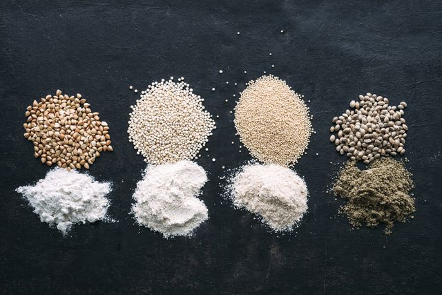 pseudocereals and flour, buckwheat, quinoa, amaranth, hemp