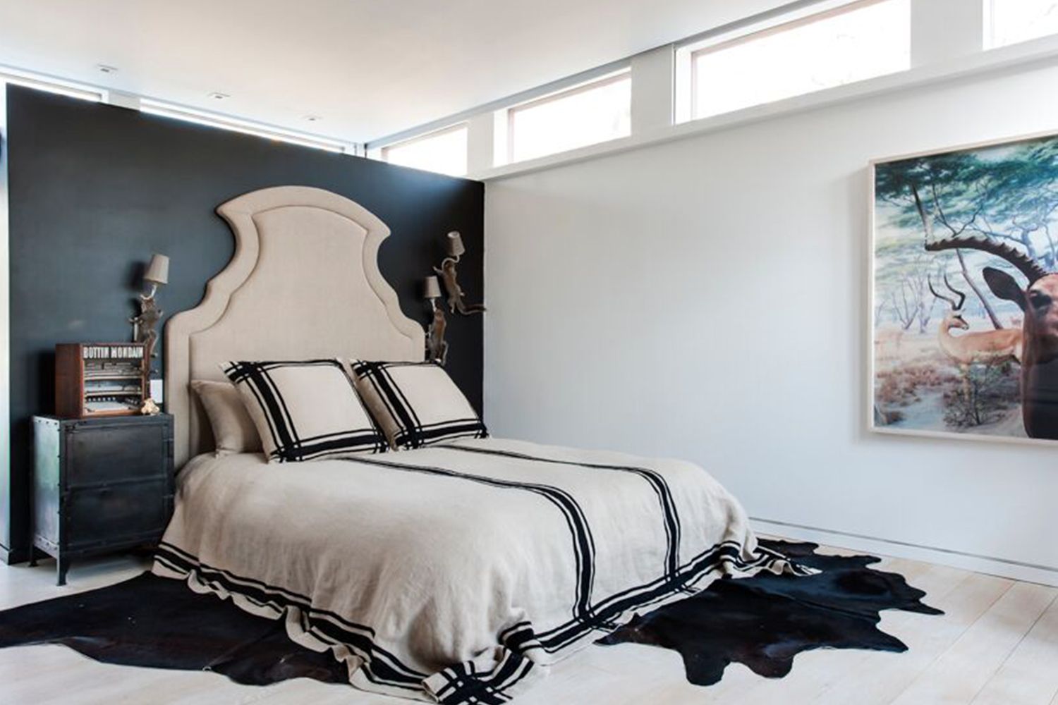 black and white bedroom