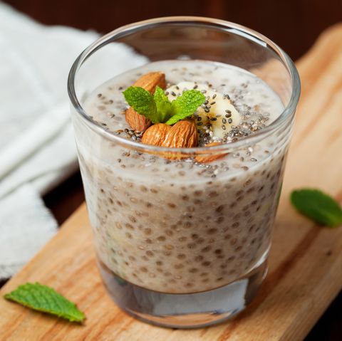 Pudding or smoothie with Chia seeds, vegetarian food