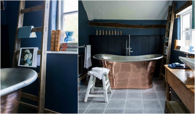 Vintage furniture and a gorgeous copper bath bring wow factor to this ...