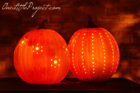 pumpkin carving ideas drilled pumpkin design