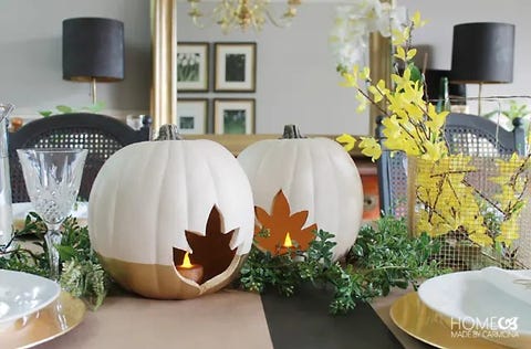 pumkin carving ideas faux pumpkin leaf centerpiece