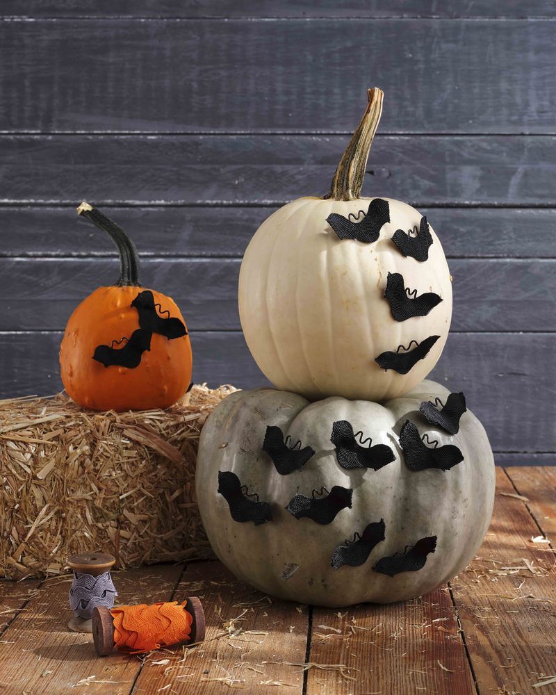 striped pumpkin decor