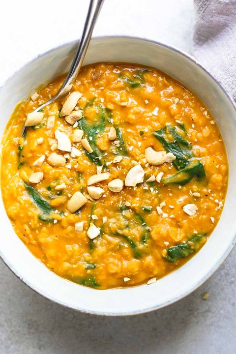 chunky orange soup with nuts
