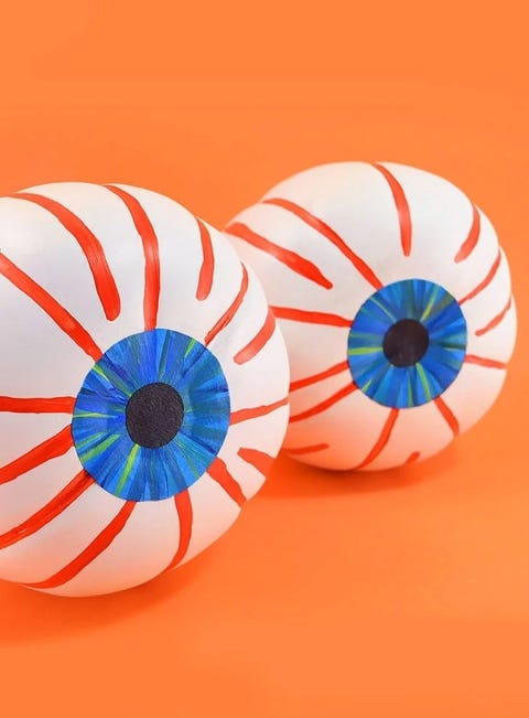 two no carve eyeball pumpkins