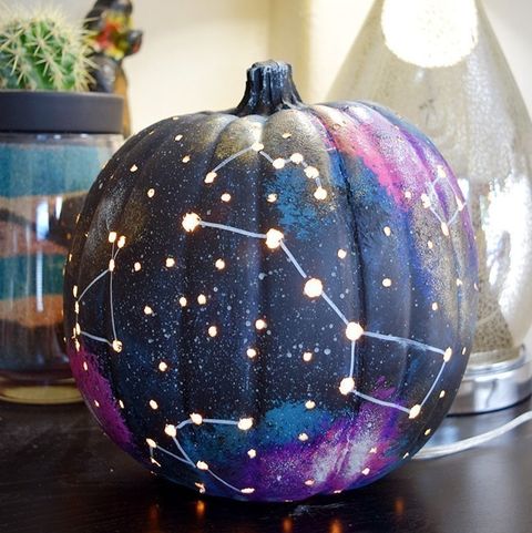 galaxy painted pumpkin
