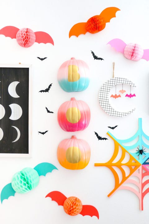 pumpkin painting ideas diy gradient boo pumpkins on a wall