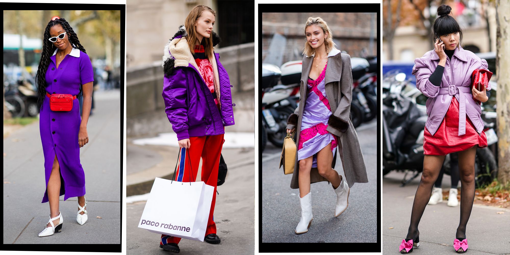 red and lilac outfit