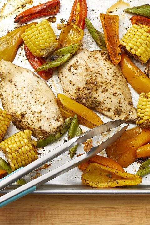 sheet pan with chicken and vegetables