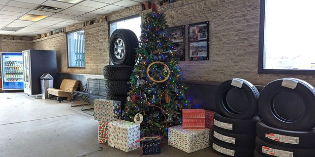 car parts christmas tree at colorado auto and parts