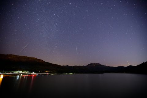 quadrantids meteor on the lake