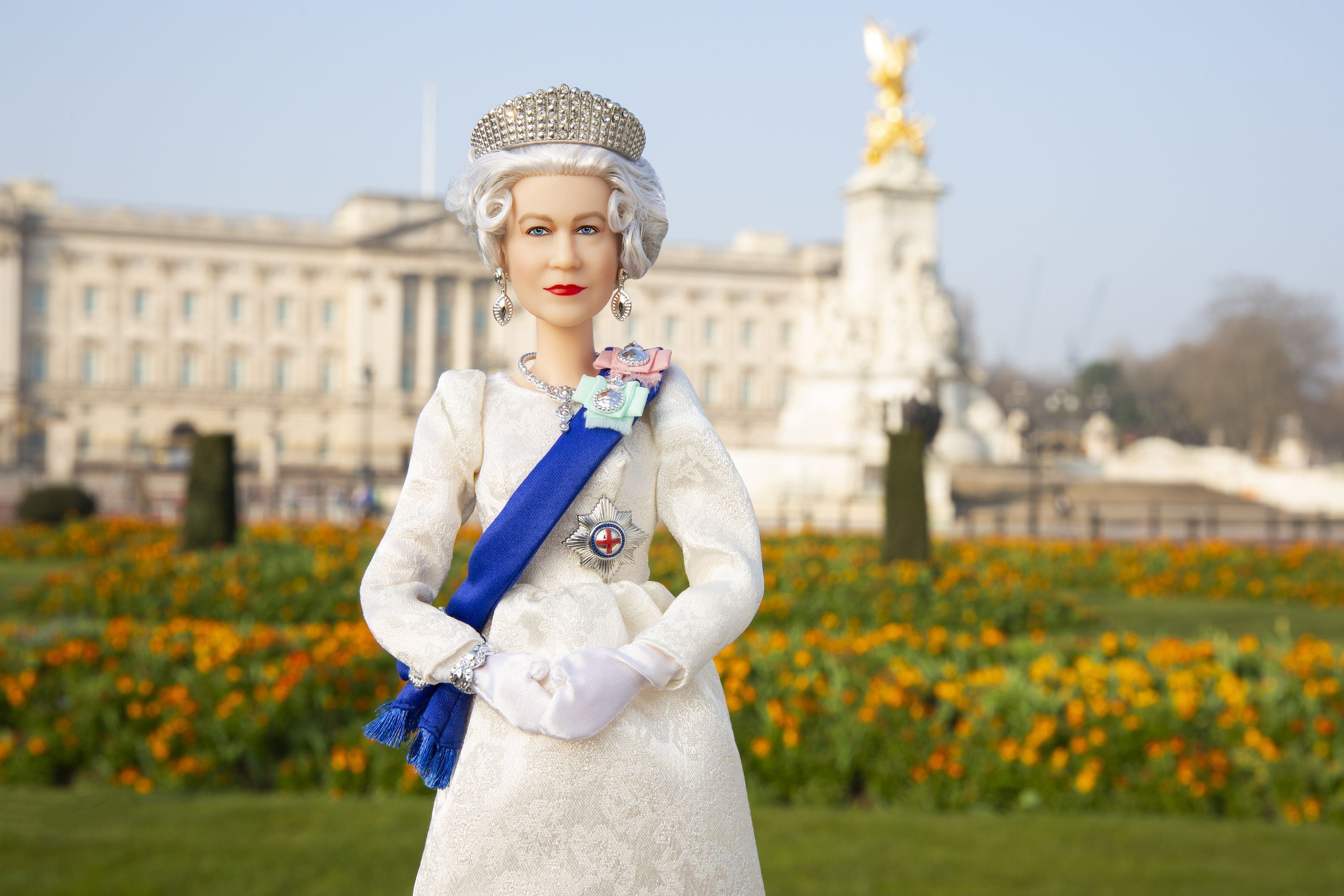 Blue & White Flowers Design Made for Barbie Dolls ball gown dress UK Seller 