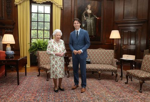 justin trudeau attends an audience with the queen at holyroodhouse