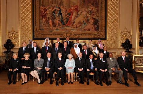 queen elizabeth ii accompanied by the duke of edinburgh holds a lunch for sovereign monarchs