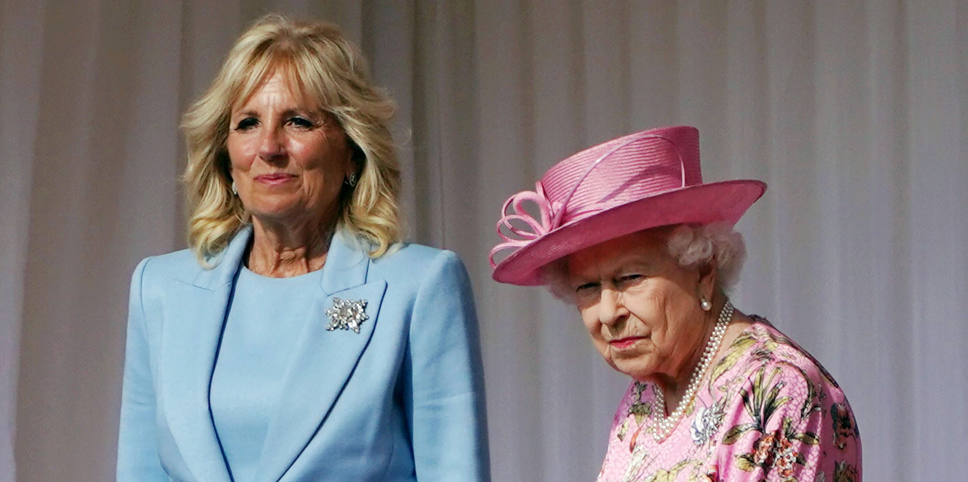 Queen Elizabeth and First Lady Jill Biden Chose Pastel Dresses for Their First Presidential Tea Together