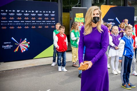 queen maxima of the netherlands visits the eurovision songfestival studios in rotterdam