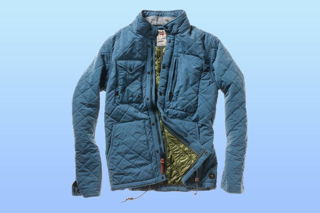 quilted tanker jacket in bright cadet