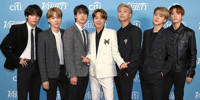 west hollywood, california   december 07 l r v, suga, jin, j hope, rm, jimin, and jungkook of bts attend the 2019 varietys hitmakers brunch at soho house on december 07, 2019 in west hollywood, california photo by jon kopaloffgetty images