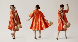  Vêtements, Modèle de mode, Orange, Robe, Mode, Design de mode, Vêtements de cérémonie, Vêtements d'extérieur, Pêche, Conception de costumes, 