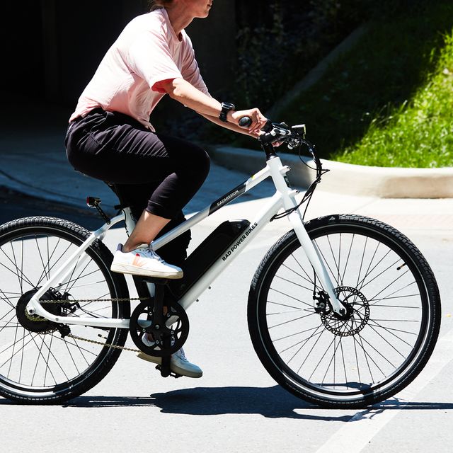 woman riding rad power radmission electric bike